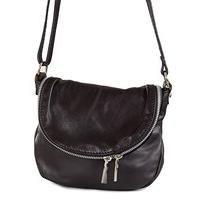 Small leather shoulder bag - evening bag (20 x 17 x 7 cm), Colour:Black