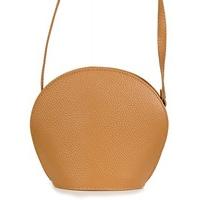 Small Italian evening bag - bag made of grained leather - small (20 x 17 x 9 cm), Colour:Brown (Dark Camel)