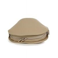 Small Italian evening bag - bag made of grained leather - small (20 x 17 x 9 cm), Colour:Braun (Taupe)