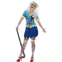 Smiffy\'s Women\'s Zombie Hockey Player Costume, Top, Skirt and Headband, High School Horrors, Colour: Multi-coloured, Size: L, 24367