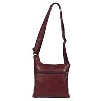 Small Italian shoulder bag - evening bag made of soft leather - small (23 x 26 x 6 cm), Colour:Red (Bordeaux)