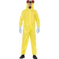 Smiffy\'s Men\'s Breaking Bad Costume, Hazmat Suit, Latex Mask, Gloves & Goatee, Size: XL, Color: Yellow, 20498
