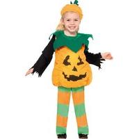 Smiffy\'s Toddler\'s Little Pumpkin Costume, Top, Pants and Hat, Size: T2, Color: Orange and Green, 35648