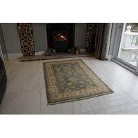 Small Cream & Green Oriental Ziegler Wool Rug