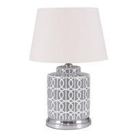 Small Patterned Table Lamp, Grey/White