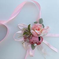 Small Camellia and Rose Silk Wedding Wrist Corsages