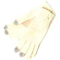 smartouch ladies chunky knit 3 finger touchscreen gloves cream one siz ...