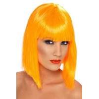 Smiffys Womens Glam Short Blunt Wig (Neon Orange)
