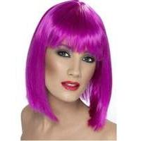smiffys womens glam short blunt wig neon purple