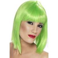 smiffys womens glam short blunt wig neon green