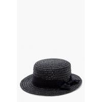 small brim ribbon detail straw hat black