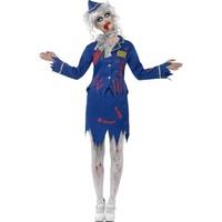 Smiffy\'s Zombie Air Hostess Costume With Jacket, Skirt, Hat And Scarf - Blue, 