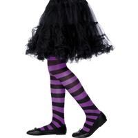 Smiffy\'s Tights Striped - Purple And Black, Age 6-12 Years