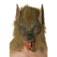 smiffys wolf mask overhead with fur brown