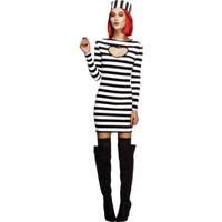 smiffys womens fever convict costume dress and hat robbers fever size