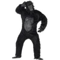 smiffys mens gorilla deluxe costume bodysuit with rubber chest mask ha ...