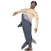 Smiffy\'s Men\'s Man Eating Shark Costume, Shark Bodysuit And Goggles, Funny