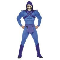 Smiffy\'s Men\'s Skeletor Muscle Costume, jumpsuit, Belt, Bootcovers & Mask, Size: