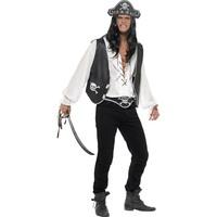 Smiffy\'s Pirate Set With Hat Waistcoat And Belt - Black