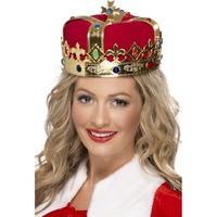 Smiffy\'s Queens Crown Gold Pvc Jewels - Red Fabric
