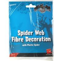 Smiffy\'s Spider Web Fibre Decoration With Nest Of Plastic Spiders - White