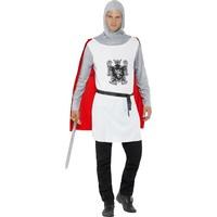 smiffys mens knight costume tunic belt and hood size l colour white 
