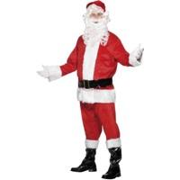 Smiffy\'s Men\'s Deluxe Santa Costume, Beard, Jacket, Trousers, Belt, Hat, Gloves