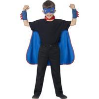 Smiffy\'s Children\'s Unisex Superhero Kit, Cape, Eye Mask & Cuffs, One Size, 