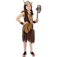 smiffys childrens viking girl costume dress wristcuffs ages 7 9 colour