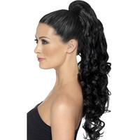 Smiffy\'s Divinity Hair Extension Curly On Clip - Black