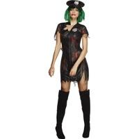 Smiffy\'s Fever Zombie Cop Costume With Dress And Hat - Black, Medium