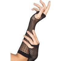 Smiffy\'s Fishnet Gloves - Black, Long