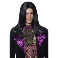Smiffy\'s Gothic Count Wig, Straight - Black, Long