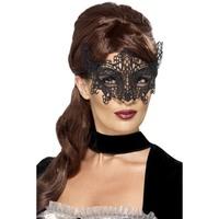 Smiffy\'s 45227 - embroidered Lace Filigree Whirls Eye-mask Black, One Size