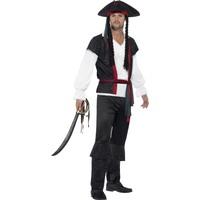 Smiffy\'s Men\'s Aye Aye Pirate Captain Costume, Top, Trousers, Tie And Hat With
