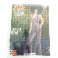 Small Silver Ladies Disco Flared Jumpsuit Costume