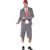 Smiffy\'s Men\'s School Boy Costume, Blazer, Shirt Front & Tie, Shorts & Cap, 
