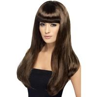 Smiffy\'s Babelicious Wig With Fringe - Brown, Long