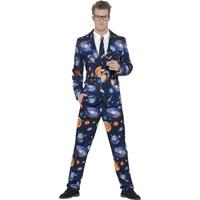 smiffys mens space suit jacket trousers tie size l colour blue 41590