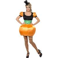 smiffys womens pumpkin costume top and skirt size 8 10 colour orange 