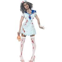 small blue womens zombie sailor fancy dress costume