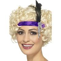 smiffys 48071 purple satin charleston headband one size