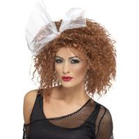 Smiffy\'s 80\'s Wild Child Wig Curly With Bow - Brown