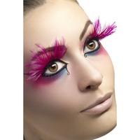 smiffys eyelashes with feather plumes and glue pink