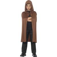 smiffys childrens hooded cape brown long 44200