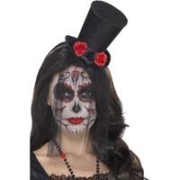 smiffys 44652 day of the dead mini top hat one size