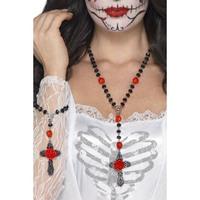 smiffys 44920 day of the dead rosary bead set one size
