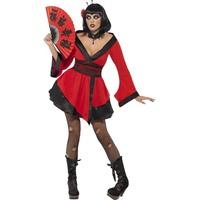 Smiffy\'s Women\'s Gothic Geisha Woman Costume, Dress, Size: 12-14, Colour: Red, 