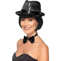 Smiffy\'s Unisex Sequin Trilby Hat (black)