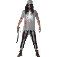 Smiffy\'s Men\'s Zombie Pirate Costume, Top, Trousers, Bandana & Eyepatch, Size: